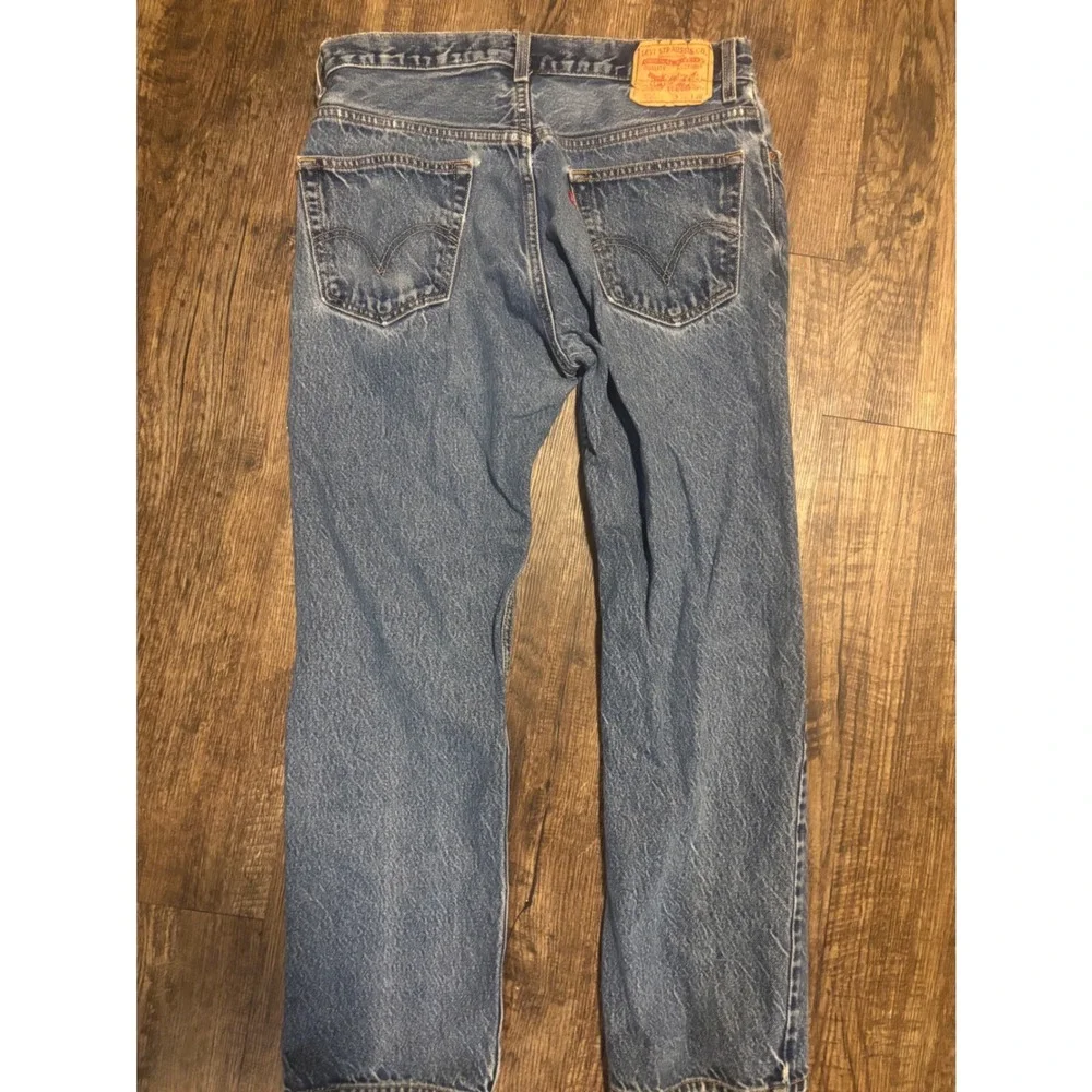 Levis 505 Regular Fit Blue Denim Jeans Mens W33 L30 Medium Wash Straight Leg